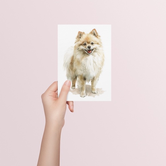 Watercolor Pomeranian Dog Portrait Art Print – Unframed Fine Art Poster - Picture 5 of 5